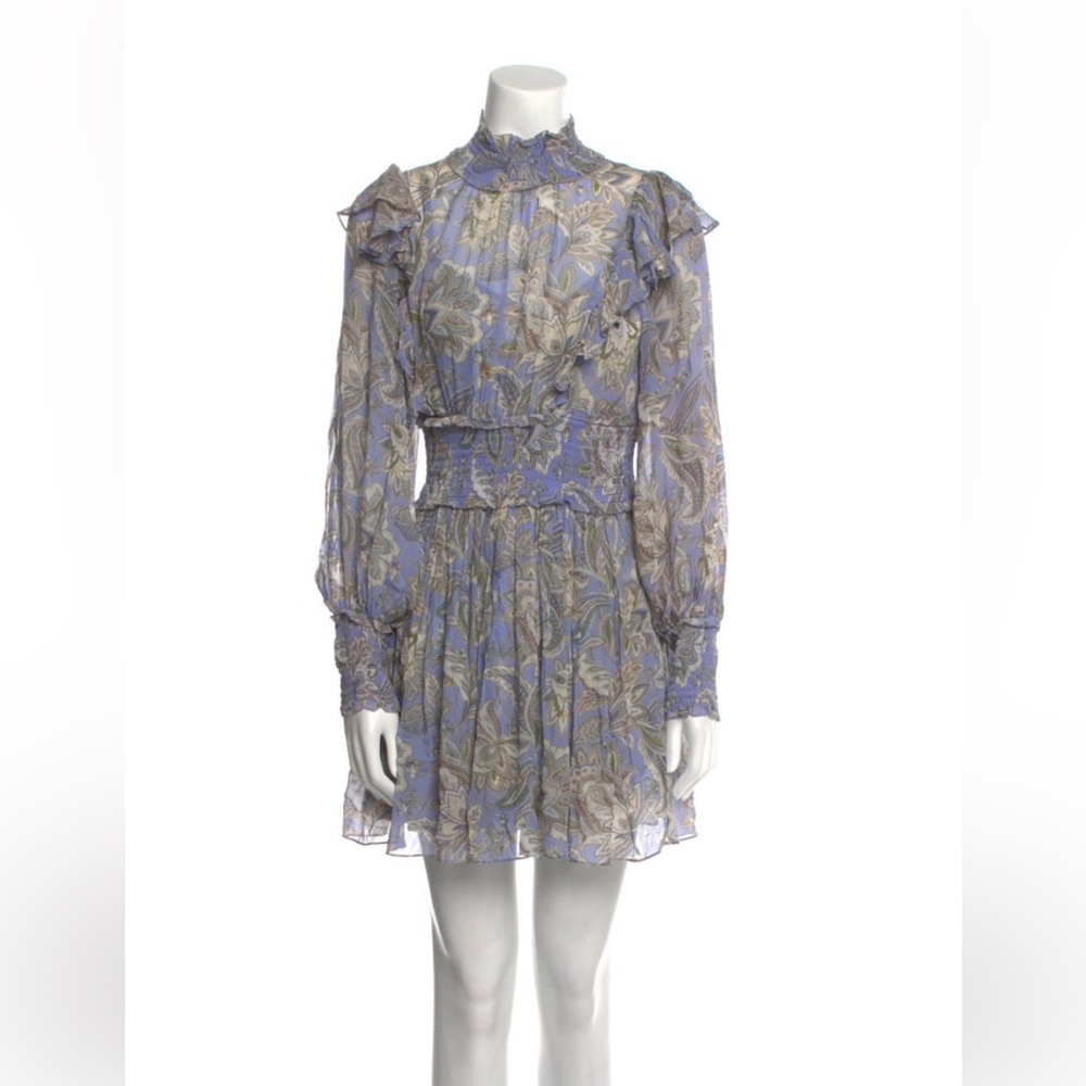 Zimmermann Purple and Cream Long Sleeve Dress